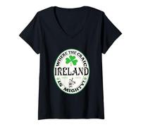 Womens Funny Gaelic Irish Saying Ireland Where The Craic is Mighty V-Neck T-Shirt