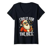 Womens Funny, Gag, Christmas, Santa I Do It for The Ho's Cocktails V-Neck T-Shirt