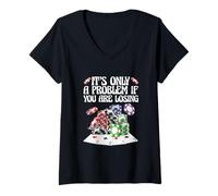 Womens Funny Gambling Gamble It’s Only A Problem If You’re Losing V-Neck T-Shirt