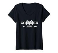 Womens Funny Gamer Title Video Gaming controller teen warrior V-Neck T-Shirt