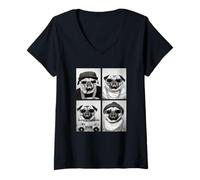 Womens Funny Gangster Pugs Hip Hop Rap Street Dogs Urban Animals V-Neck T-Shirt