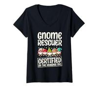 Womens Funny Garden Gnome Rescuer V-Neck T-Shirt