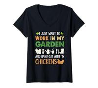 Womens Funny Gardening and Chicken Lover Quote for Backyard Farmers V-Neck T-Shirt
