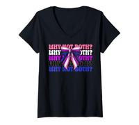 Womens Funny Genderfluid Gender Fluid Pride Flag LGBTQ Why Not Both V-Neck T-Shirt