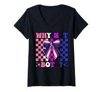 Womens Funny Genderfluid Gender Fluid Pride Flag LGBTQ Why Not Both V-Neck T-Shirt
