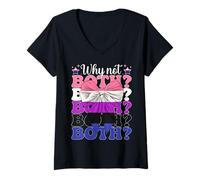 Womens Funny Genderfluid Gender Fluid Pride Flag LGBTQ Why Not Both V-Neck T-Shirt