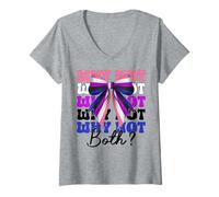 Womens Funny Genderfluid Gender Fluid Pride Flag LGBTQ Why Not Both V-Neck T-Shirt