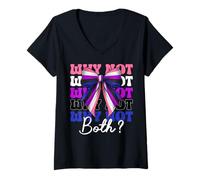 Womens Funny Genderfluid Gender Fluid Pride Flag LGBTQ Why Not Both V-Neck T-Shirt