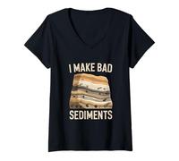 Women's Funny Geology I Make Bad Sediments Joke V-Neck T-Shirt