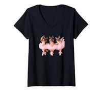 Women's Funny German Shepherd Dog Ballet Dancer Mom Ballerina Cute V-Neck T-Shirt
