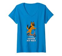 Womens Funny German Shepherd Outta My Way Cool Dog V-Neck T-Shirt
