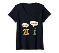 Women's Funny Get Real Be Rational Pi Day Math Teacher Nerd Gifts V-Neck T-Shirt