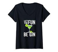 Womens Funny Gin Drinking Pun Let The Fun Be Gin V-Neck T-Shirt