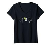 Womens Funny Gin Tonic Quotes Gin Drinking Heartbeat V-Neck T-Shirt