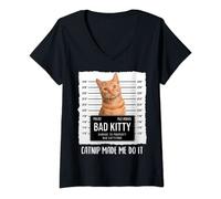 Womens Funny Ginger Cat Lover - Catnip made me do it for Women V-Neck T-Shirt