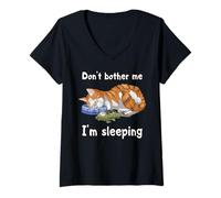 Womens Funny Ginger Cat Sleeping Dont Bother Me Sleep Shirt V-Neck T-Shirt