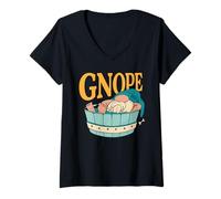 Women's Funny Gnope Nope Not Today Gnome Lover Lazy Gnomes V-Neck T-Shirt