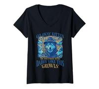 Women's Funny Go Away Kitten You Dont Want to See Daddy Like This V-Neck T-Shirt