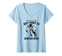 Women's Funny Goat It Has Been Lovely But I Have to Scream Now V-Neck T-Shirt