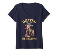 Women's Funny GOATED BY Crayons Officer Son Military Corp Meme V-Neck T-Shirt