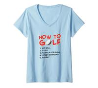 Women's Funny Golf Guide Steps Drinking Golfer Humor V-Neck T-Shirt