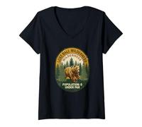 Women's Funny Golf Lost Ball Wilderness Patch Bear Golfing V-Neck T-Shirt