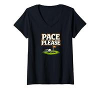Women's Funny Golf Pace Please Slow Play Humor Golfer Saying V-Neck T-Shirt