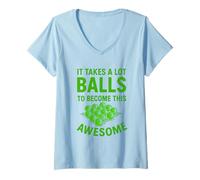 Womens Funny Golf Pun It Takes A Lot of Balls to Be Awesome Golfer V-Neck T-Shirt