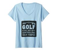 Womens Funny Golf Trouble Motif as Golf Motif Emotional Golfer V-Neck T-Shirt