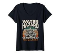 Women's Funny Golf Water Hazard There Goes Another Retro V-Neck T-Shirt