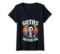 Womens Funny Gothic Horror Goth Emo Music Literature Movies V-Neck T-Shirt