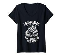 Womens Funny Graduation Tee I Graduated Can I Go Back To Bed Now? V-Neck T-Shirt