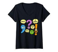 Womens Funny Grammar Punctuation Wait What Stop it I Agree Teacher V-Neck T-Shirt