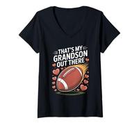 Womens Funny Grandson Thats My Out There Football Family Humor V-Neck T-Shirt
