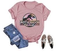 Women's Funny Graphic Motherhood is Walk in The Park Letter Print Crew Neck T-Shirt