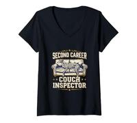 Women's Funny Greyhound Second Career Couch Inspector V-Neck T-Shirt