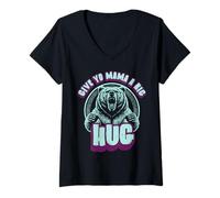 Women's Funny Grizzly Bear Hug s Give Yo Mama A Big Hug V-Neck T-Shirt