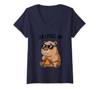 Womens Funny Groundhog OK I Pull Up Sunglasses V-Neck T-Shirt