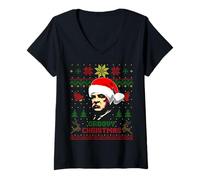 Womens Funny Grover President Cleveland Christmas Parody Holiday V-Neck T-Shirt