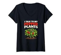 Women's Funny Growing Peppers Design I Talk to My Pepper Plants V-Neck T-Shirt