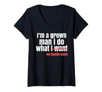 Womens Funny Grown Man Saying Gag I Do What My Fiancée Wants Honey V-Neck T-Shirt