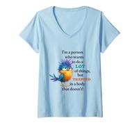 Womens Funny Grumpy Bird Graphic Lazy Quote Procrastinator V-Neck T-Shirt