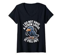 Womens Funny Grumpy Bird I Don’t Have A Screw Loose Humor Women Men V-Neck T-Shirt