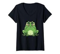 Womens Funny Grumpy Frog Toad Animal Design Gift for Men Women Kids V-Neck T-Shirt