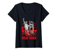Womens Funny Guillotine Feelin French Revolution Humor Vintage V-Neck T-Shirt