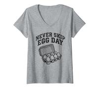 Women's Funny Gym Boydbuilding Weightlifting Never Skip Egg Day V-Neck T-Shirt