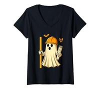 Womens Funny Halloween Civil Engineer Ghost Architect V-Neck T-Shirt