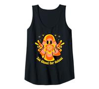 Womens Funny Halloween Ghost Too Ghoul for School Peace Sign Groovy Tank Top