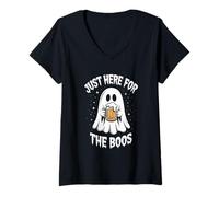 Womens Funny Halloween Here for The Boo's Adult Style 04 V-Neck T-Shirt