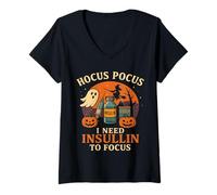 Women's Funny Halloween Insulin Ghost Costume Diabetic Support V-Neck T-Shirt